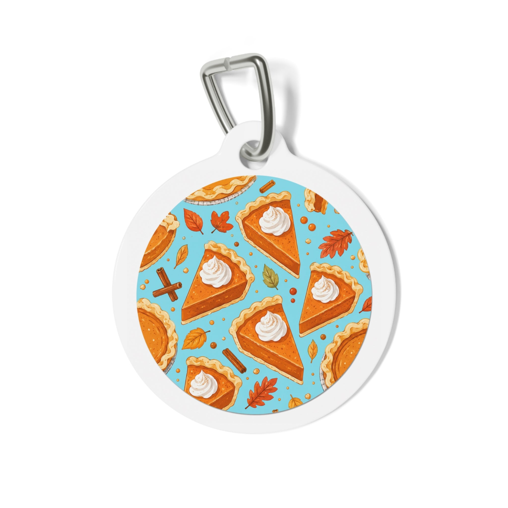 Turquoise Pumpkin Pie Picnic Personalized Dog ID Tag