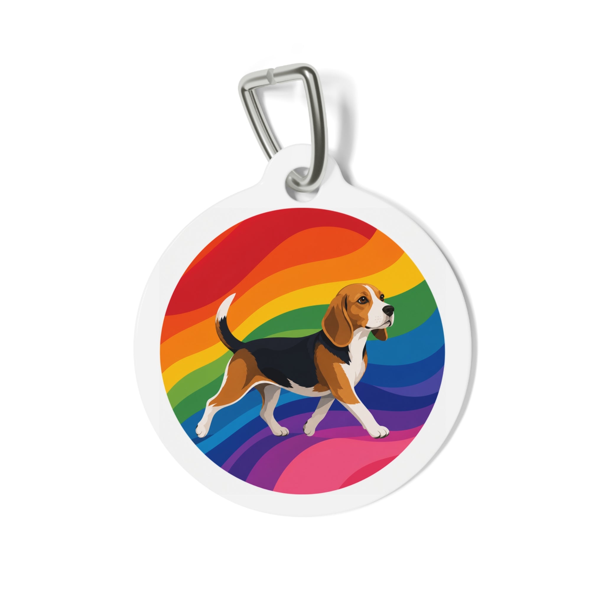 Beagle Rainbow Runner Personalized Dog ID Tag