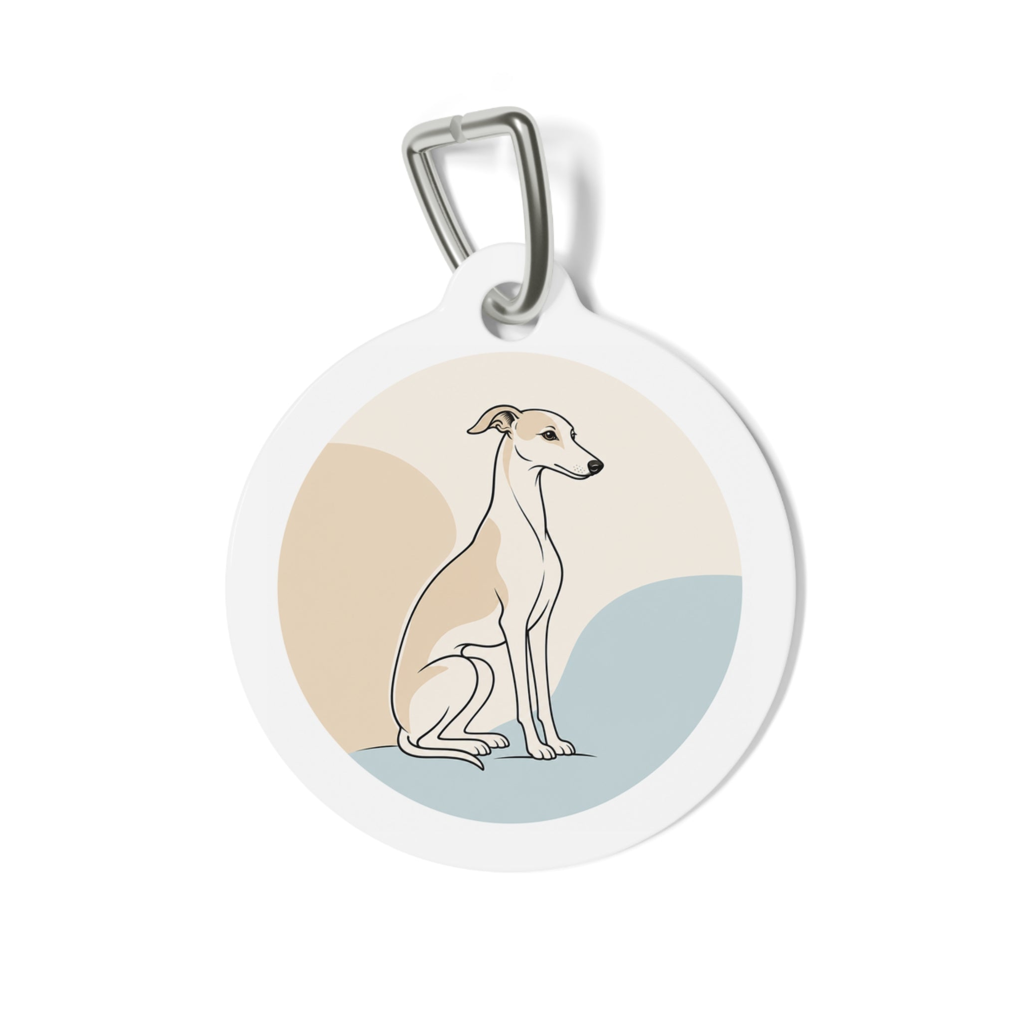 Whippet Minimal Seated Portrait Personalized Dog ID Tag