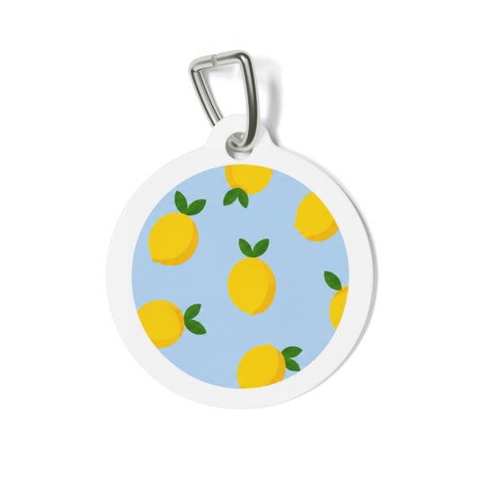 Lemon Grove Cheerful Fruit Pattern Personalized Dog ID Tag