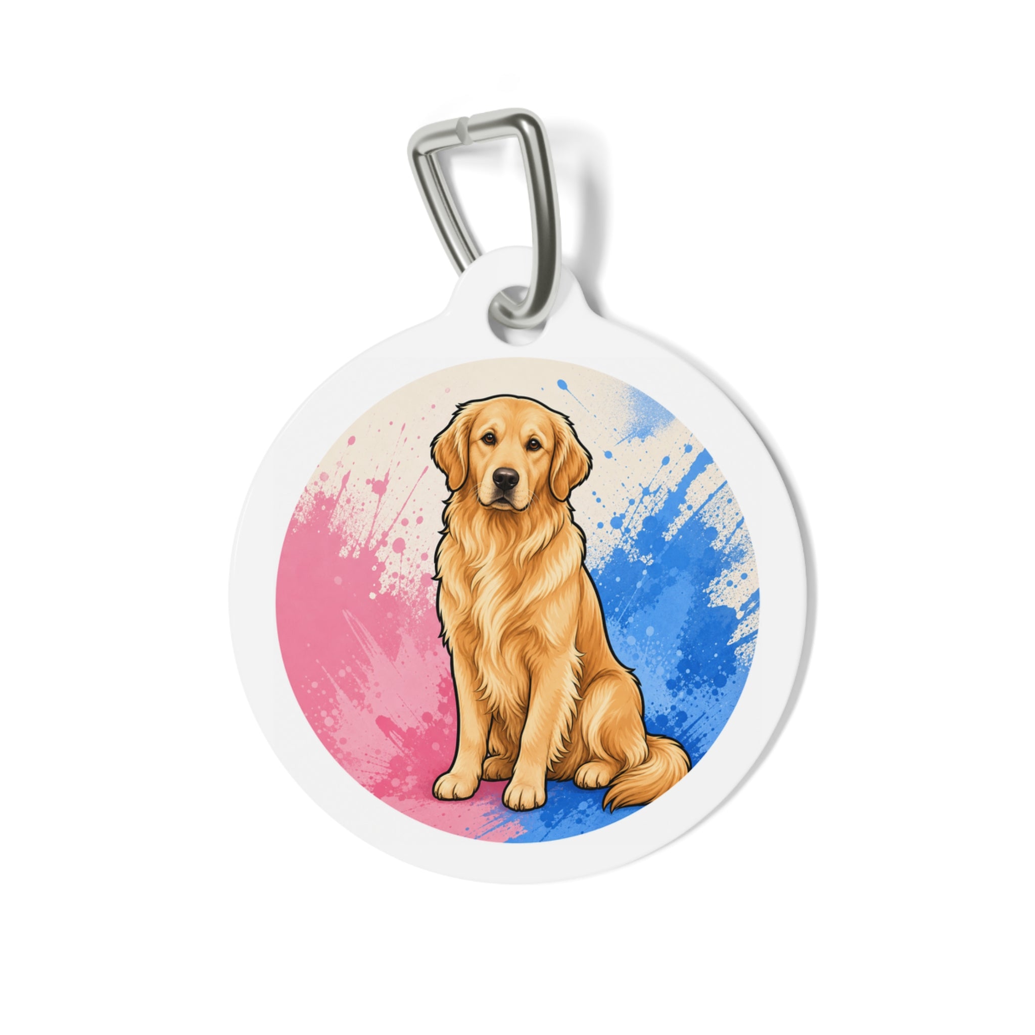 Golden Retriever Painterly Splash Personalized Dog ID Tag