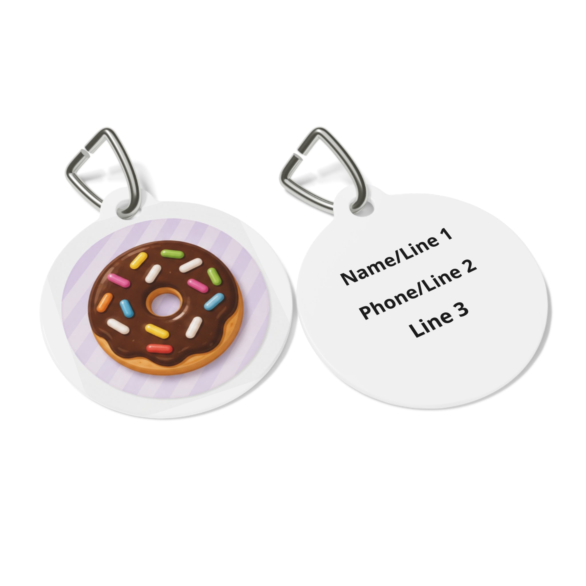 Rainbow Sprinkle Donut Whimsical Foodie Art Personalized Dog ID Tag