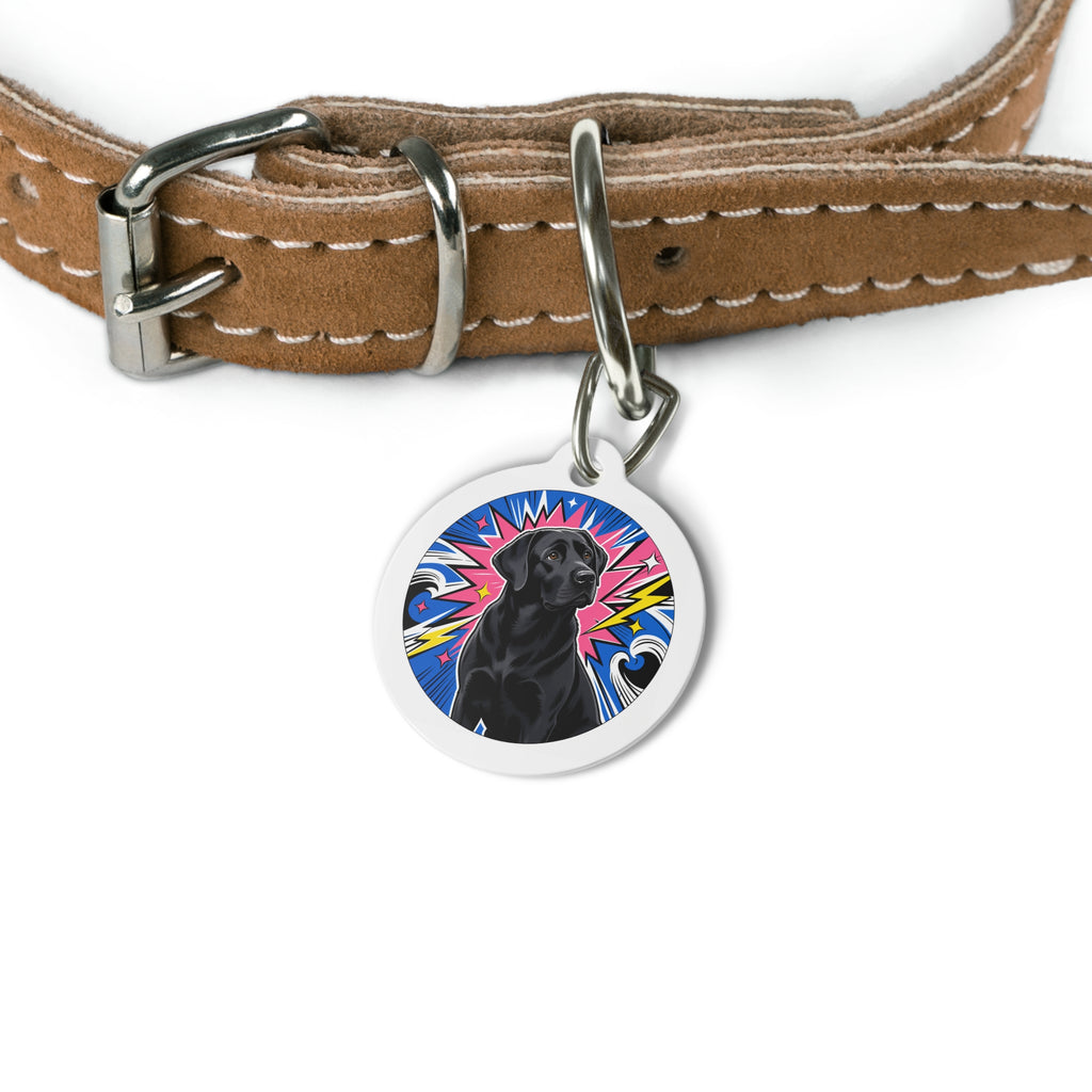 Labrador Retriever Comic Hero Black Personalized Dog ID Tag