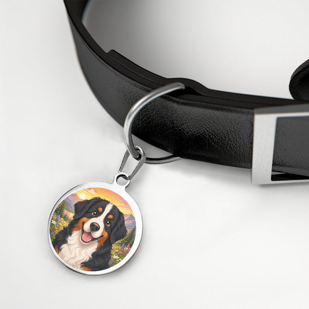 Bernese Mountain Dog Alpine Sunset Portrait personalized dog ID tag product detail