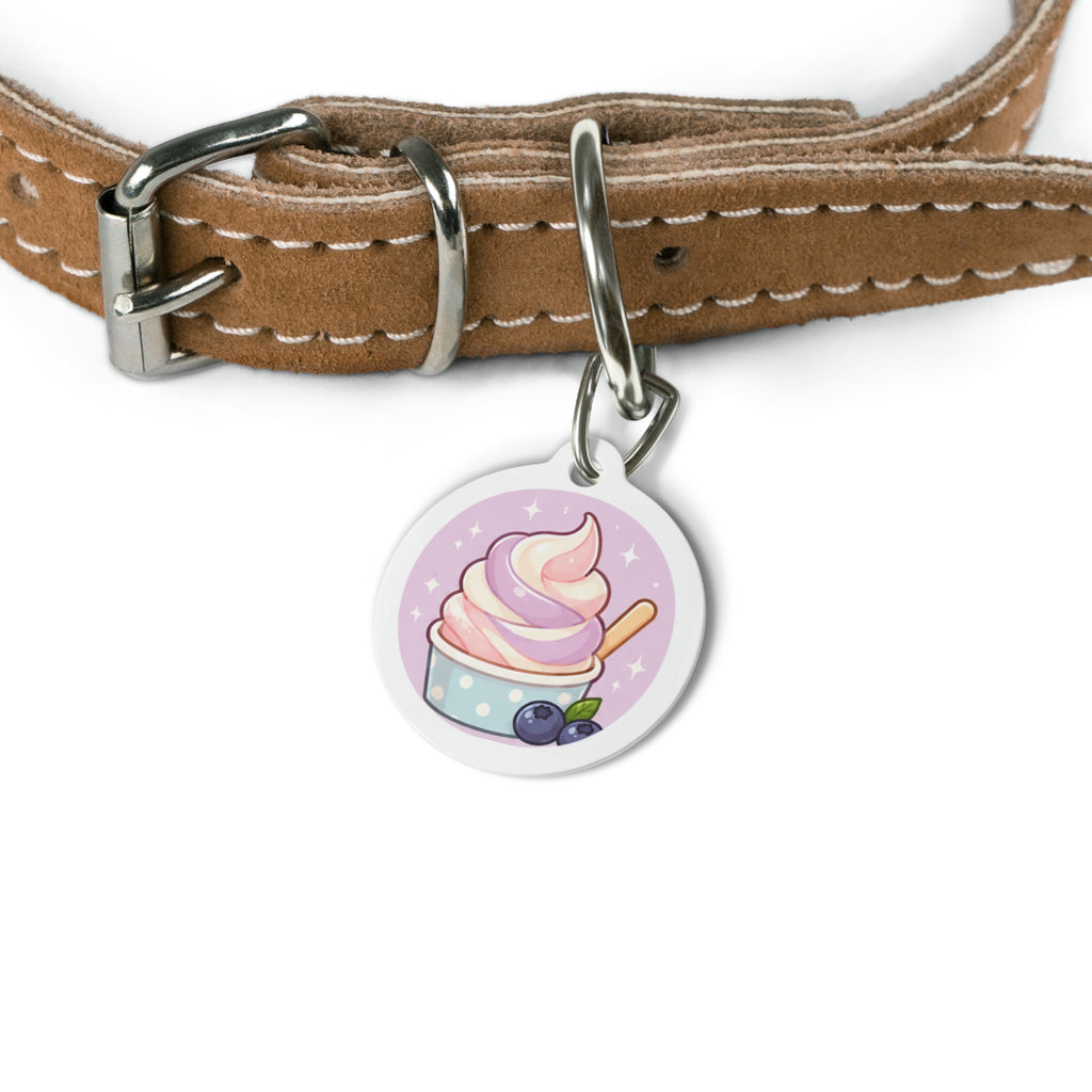 Berry Soft Serve Whimsical Foodie Art Personalized Dog ID Tag
