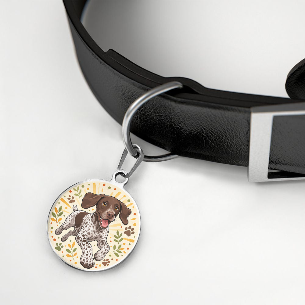 German Shorthaired Pointer Autumn Leaf Playtime personalized dog ID tag product detail
