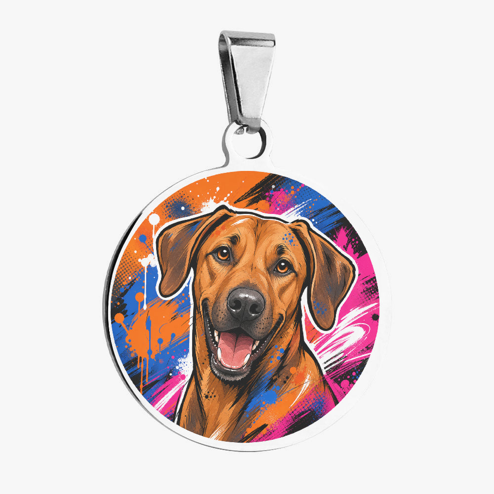 Rhodesian Ridgeback Neon Paint Portrait Personalized Dog ID Tag