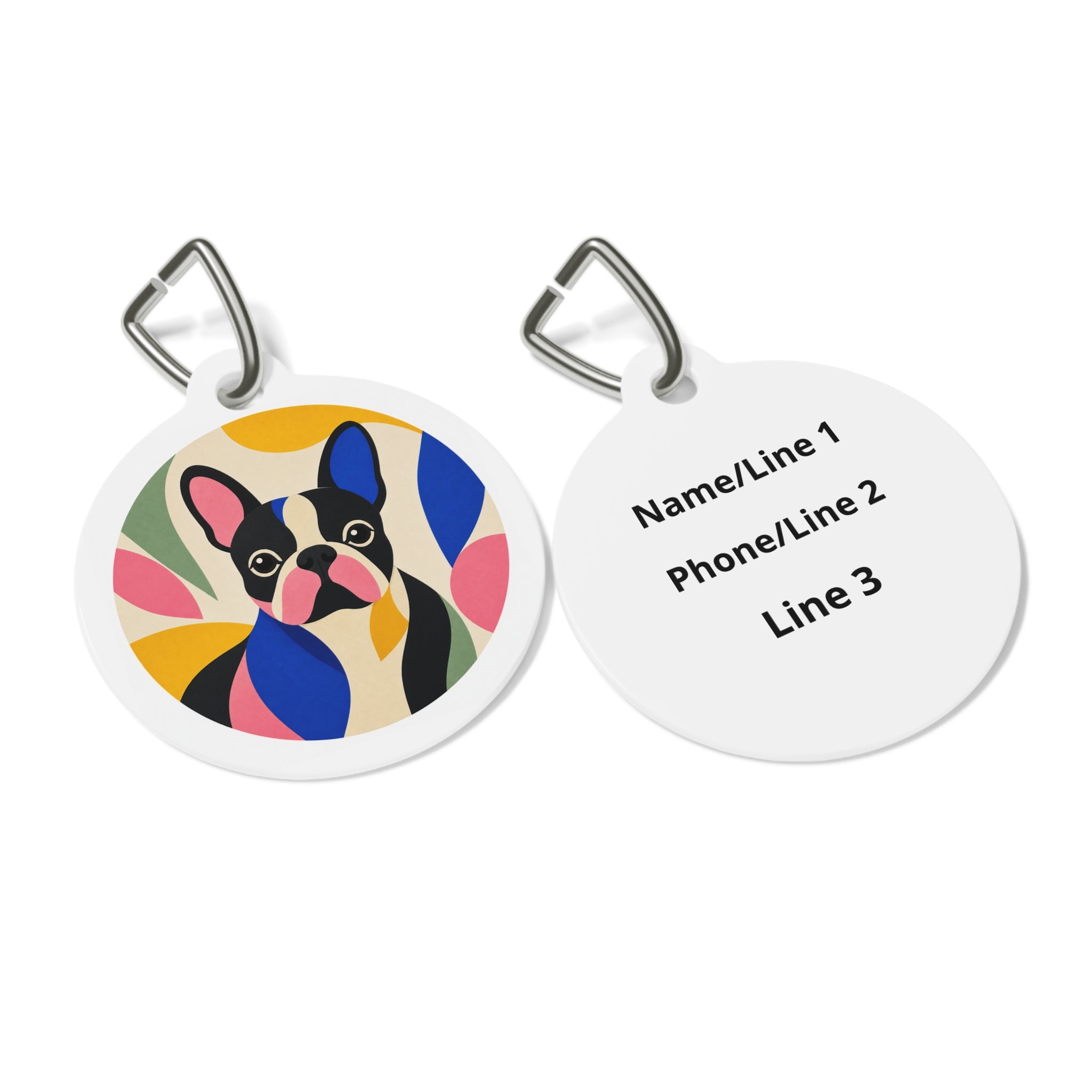 French Bulldog Abstract Pop Art Personalized Dog ID Tag