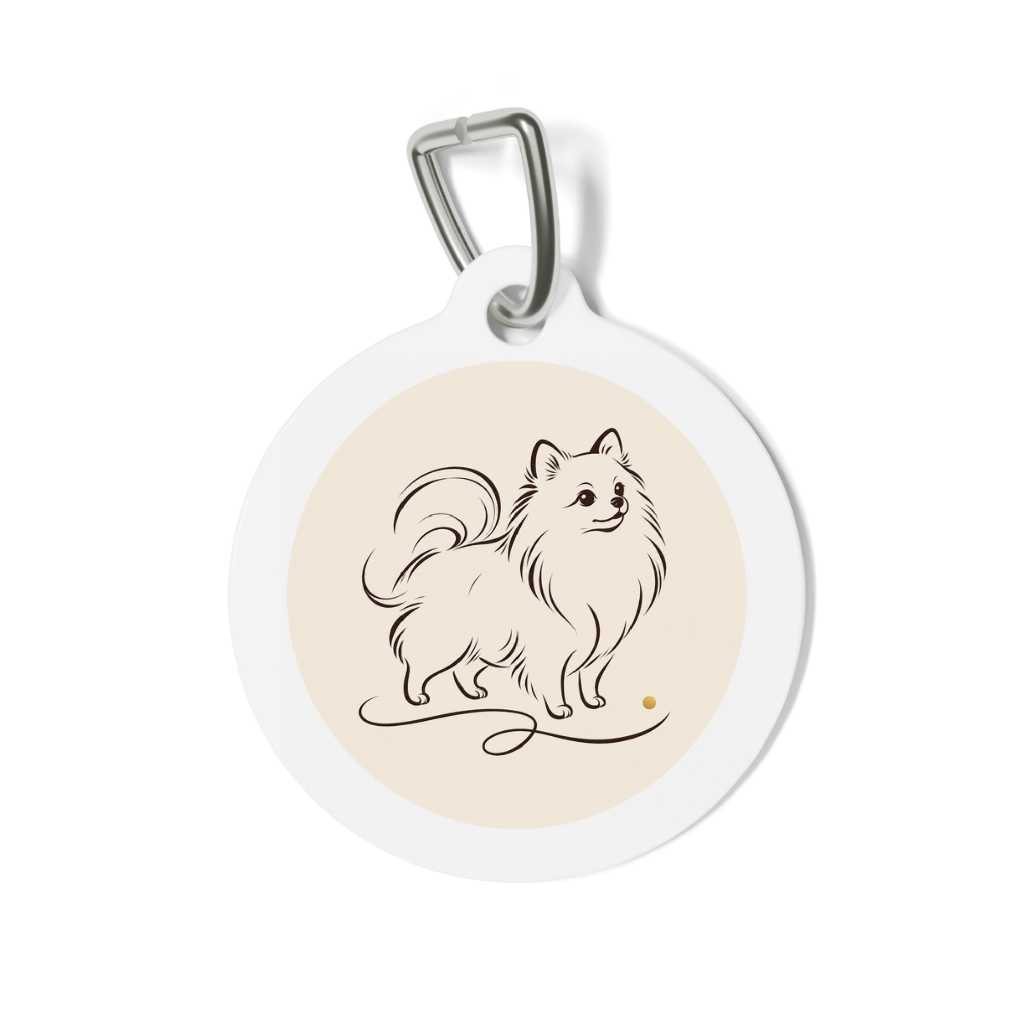 Pomeranian Elegant Minimal Sketch Personalized Dog ID Tag