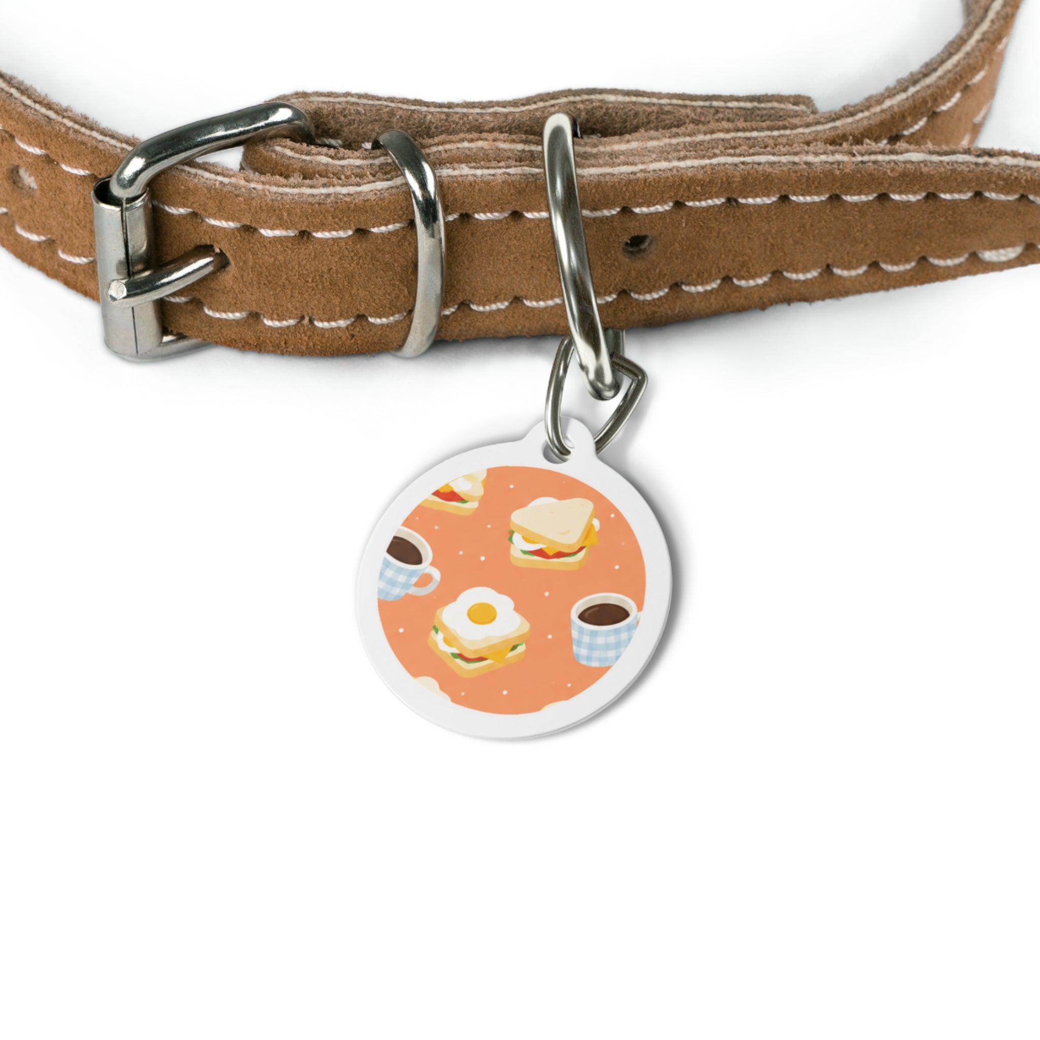 Brunch Club Whimsical Foodie Art Personalized Dog ID Tag