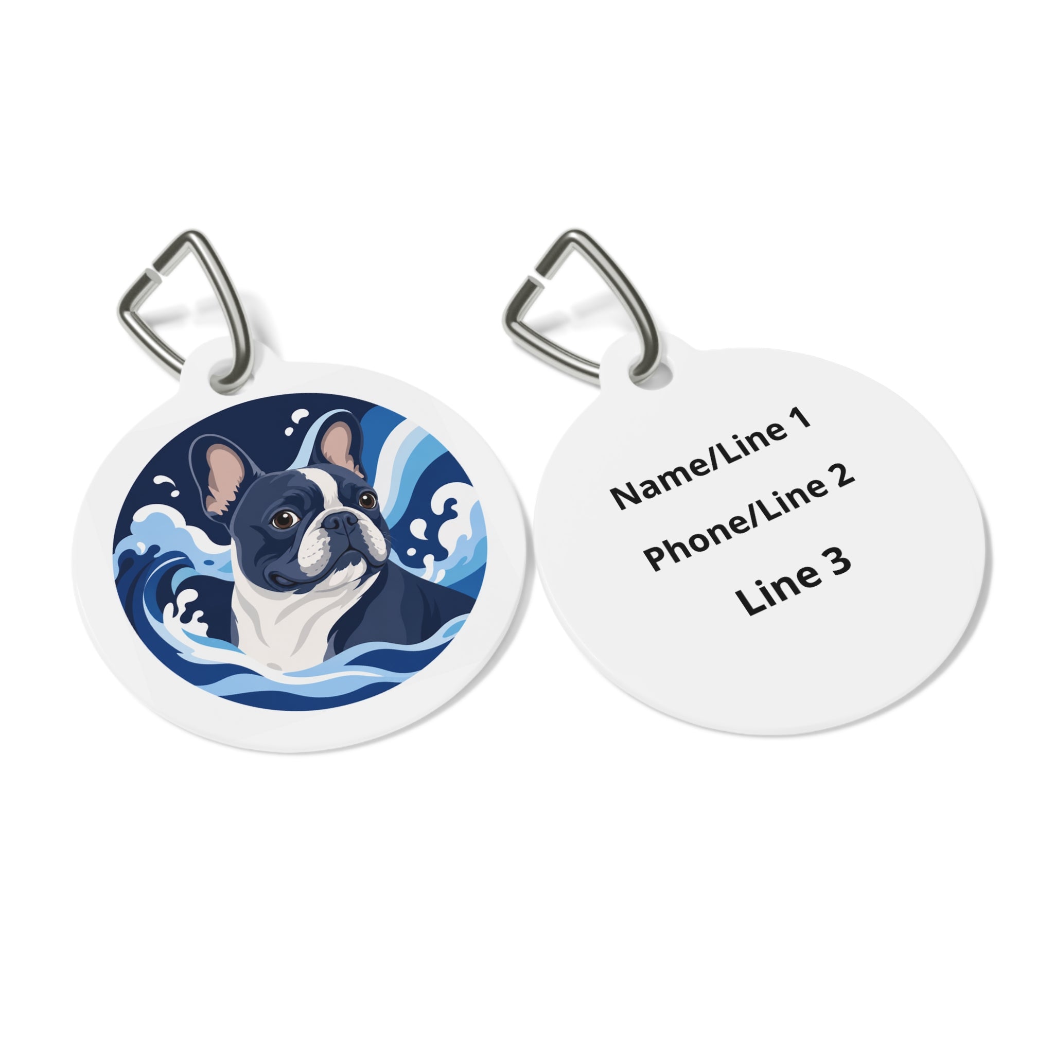 French Bulldog Blue Wave Personalized Dog ID Tag