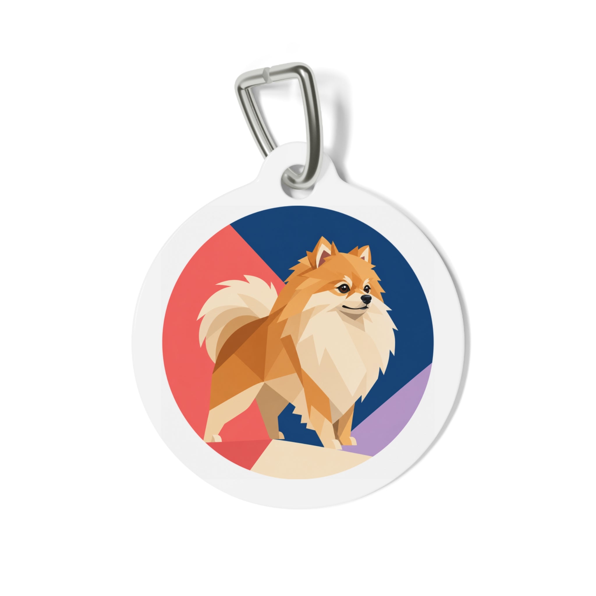 Pomeranian Geometric Color-Block Art Personalized Dog ID Tag