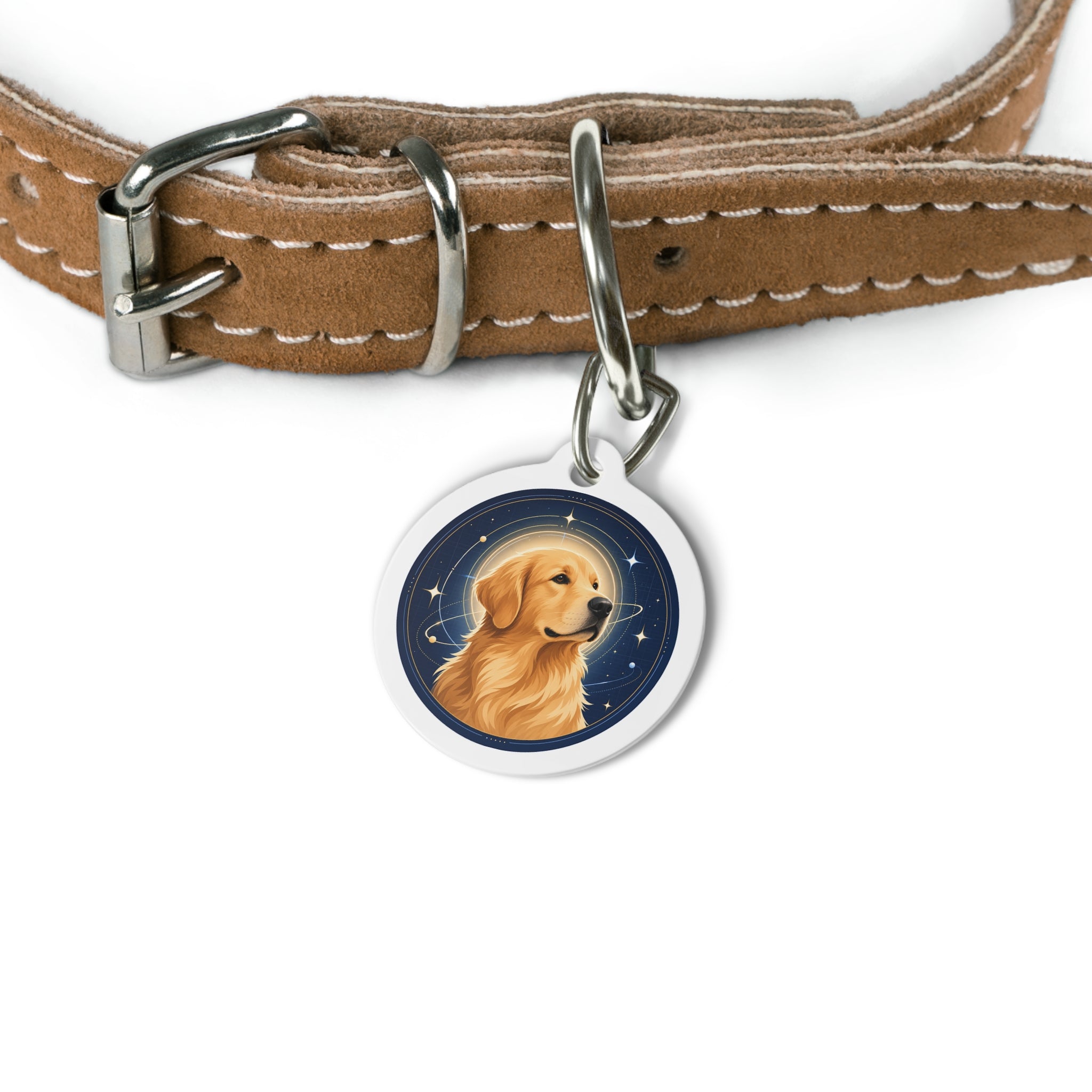 Golden Retriever Celestial Orbit Personalized Dog ID Tag