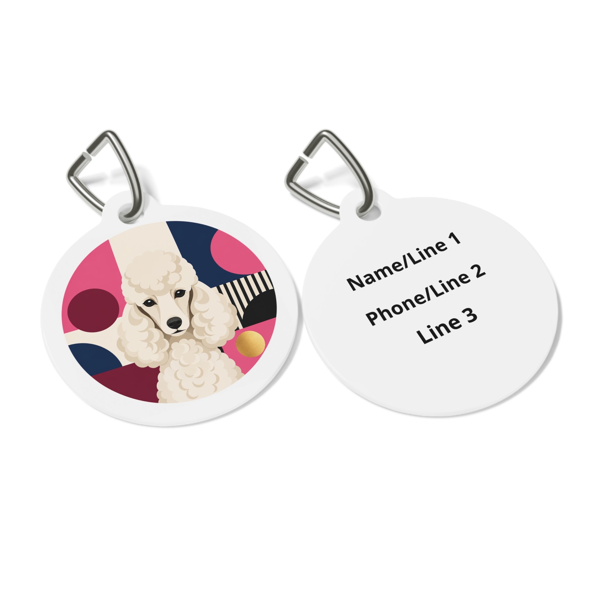 Poodle Modern Bauhaus Personalized Dog ID Tag
