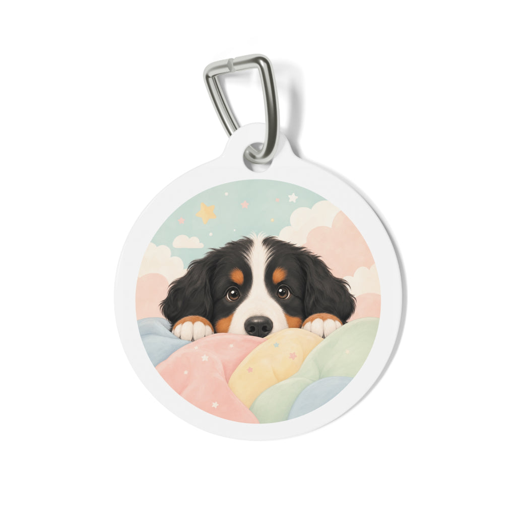 Bernese Mountain Dog Cheerful Watercolor Charm Personalized Dog ID Tag