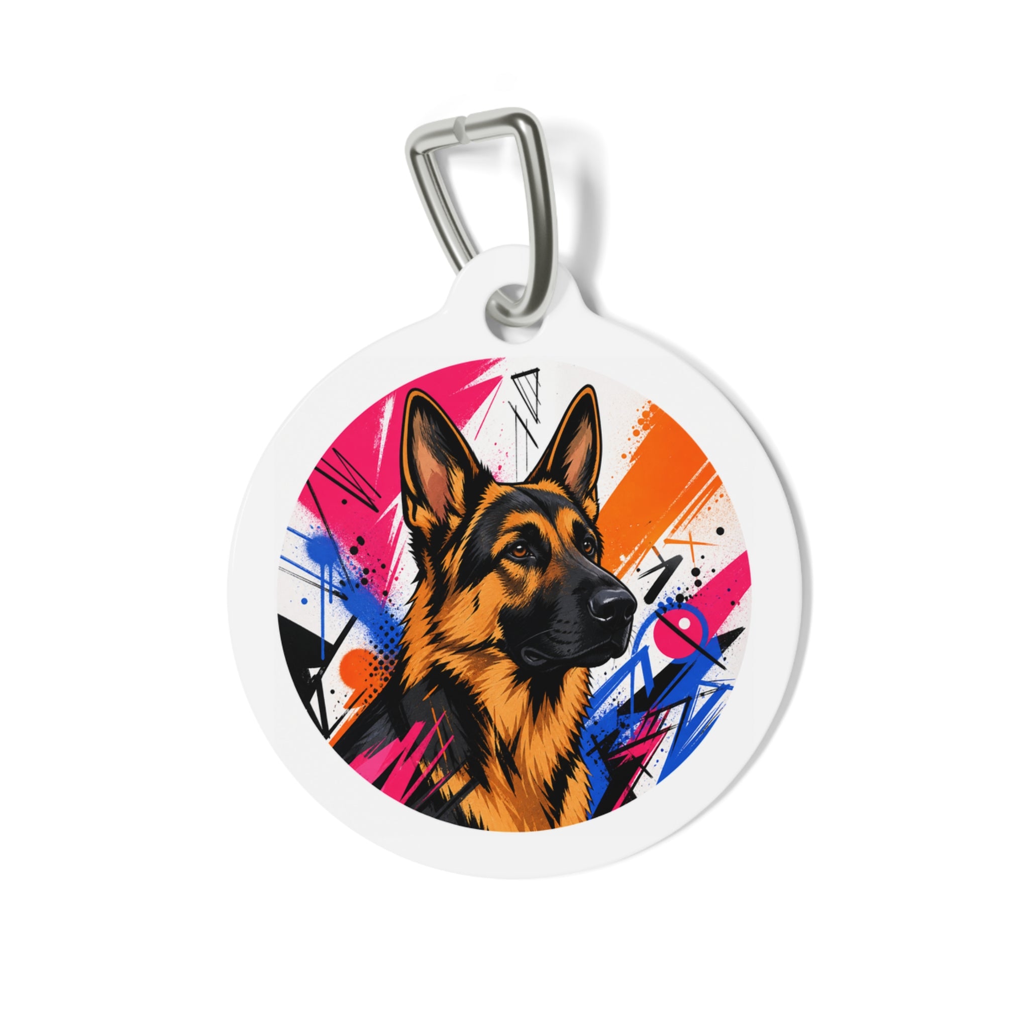 German Shepherd Graffiti Pop Personalized Dog ID Tag