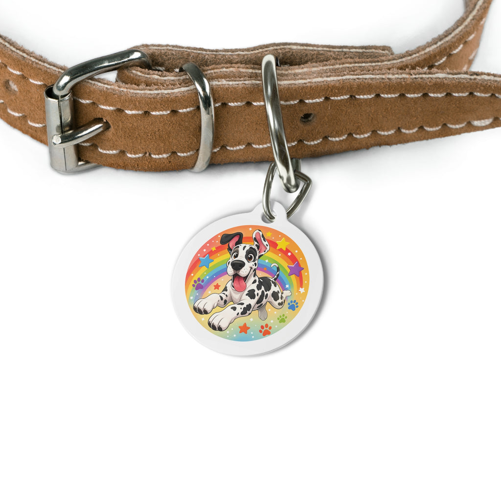 Medallón de Identificación Personalizado para Perros Gran Danés, Encanto Alegre en Acuarela