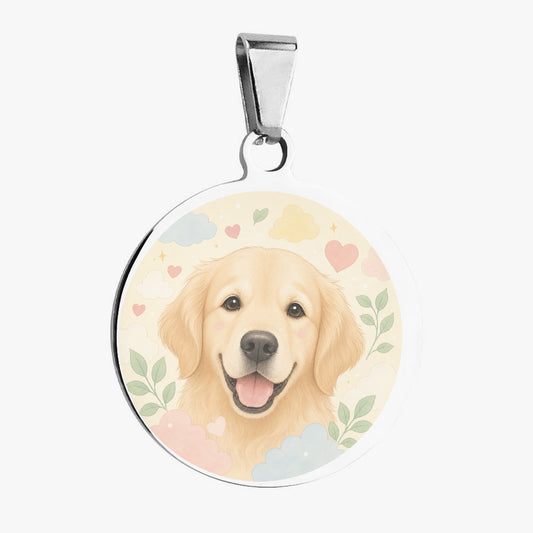 Golden Retriever Pastel Heart Garden Personalized Dog ID Tag