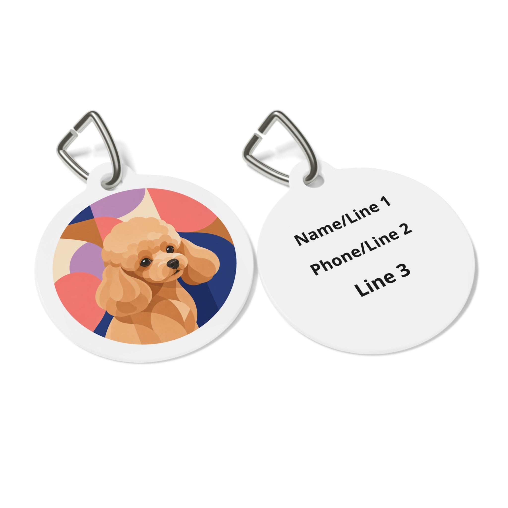 Toy Poodle Warm Mod Shapes Apricot Personalized Dog ID Tag