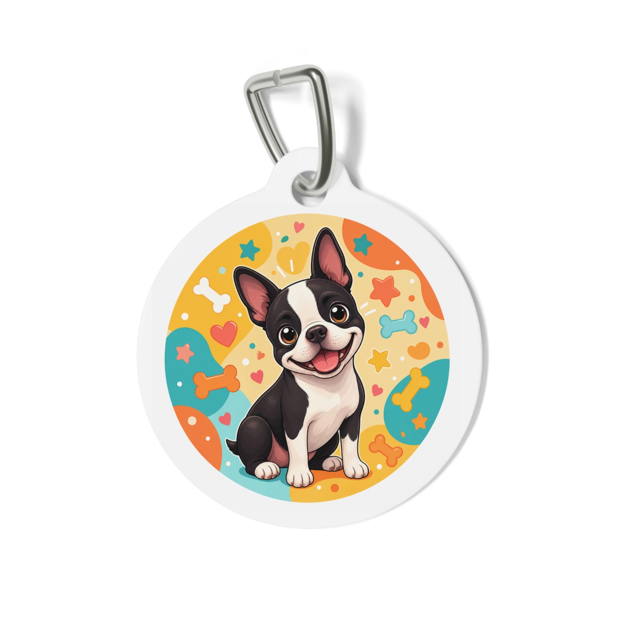 Boston Terrier Playful Portrait Personalized Dog ID Tag