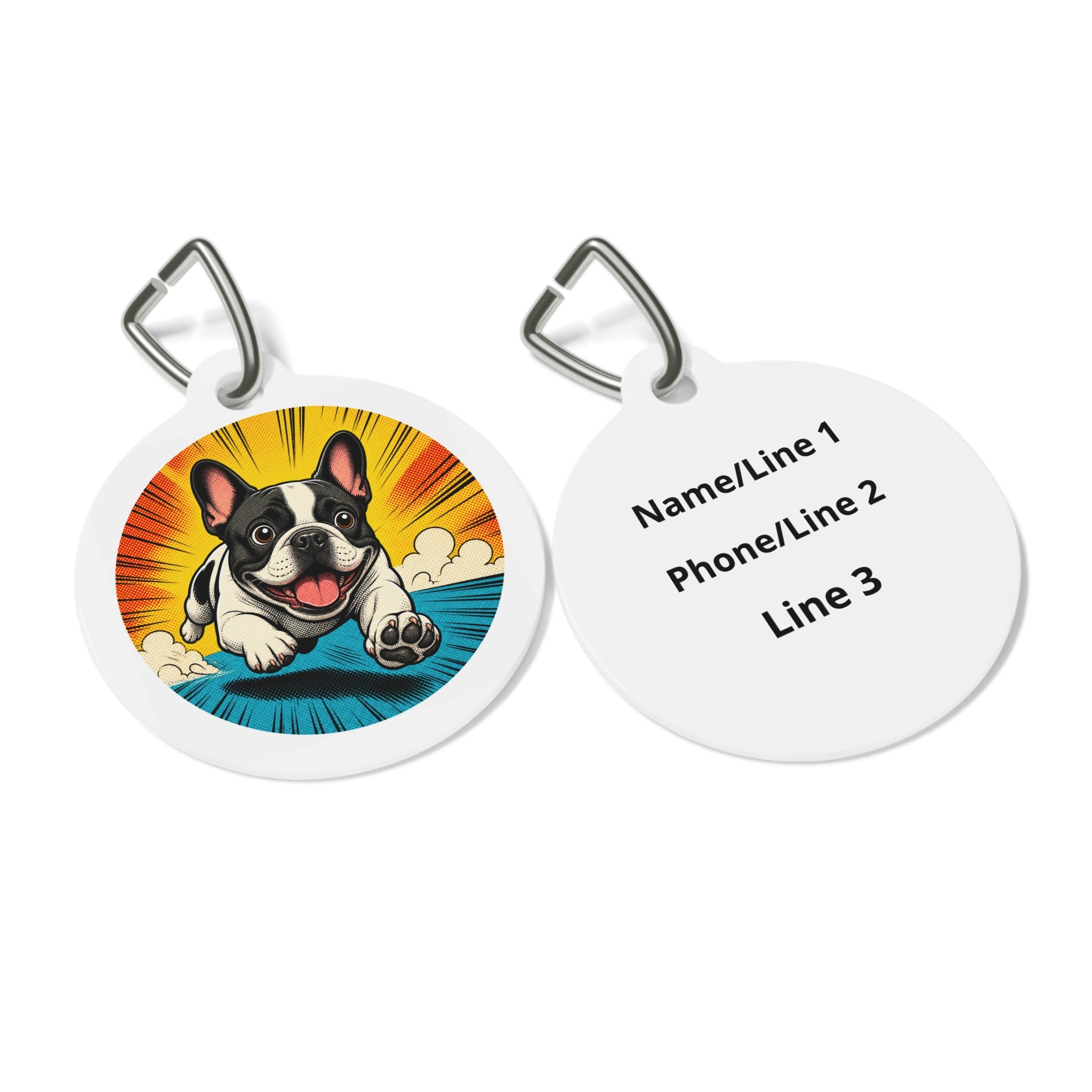 French Bulldog Bold Vibrant Color Personalized Dog ID Tag