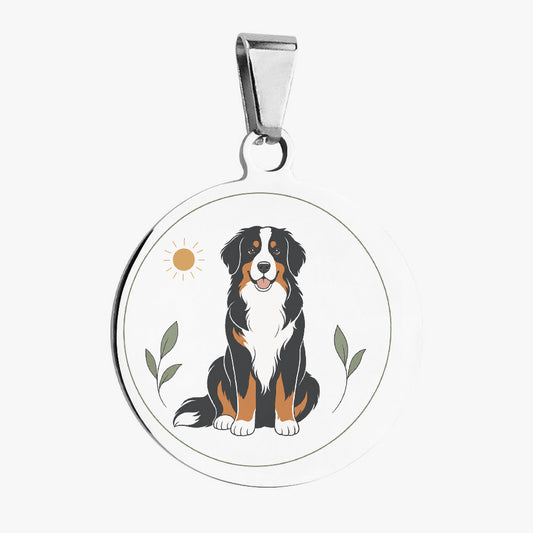Bernese Mountain Dog Minimal Botanical Full-Body Personalized Dog ID Tag