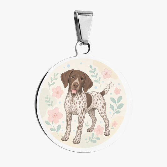 German Shorthaired Pointer Pastel Floral Full-Body Personalized Dog ID Tag