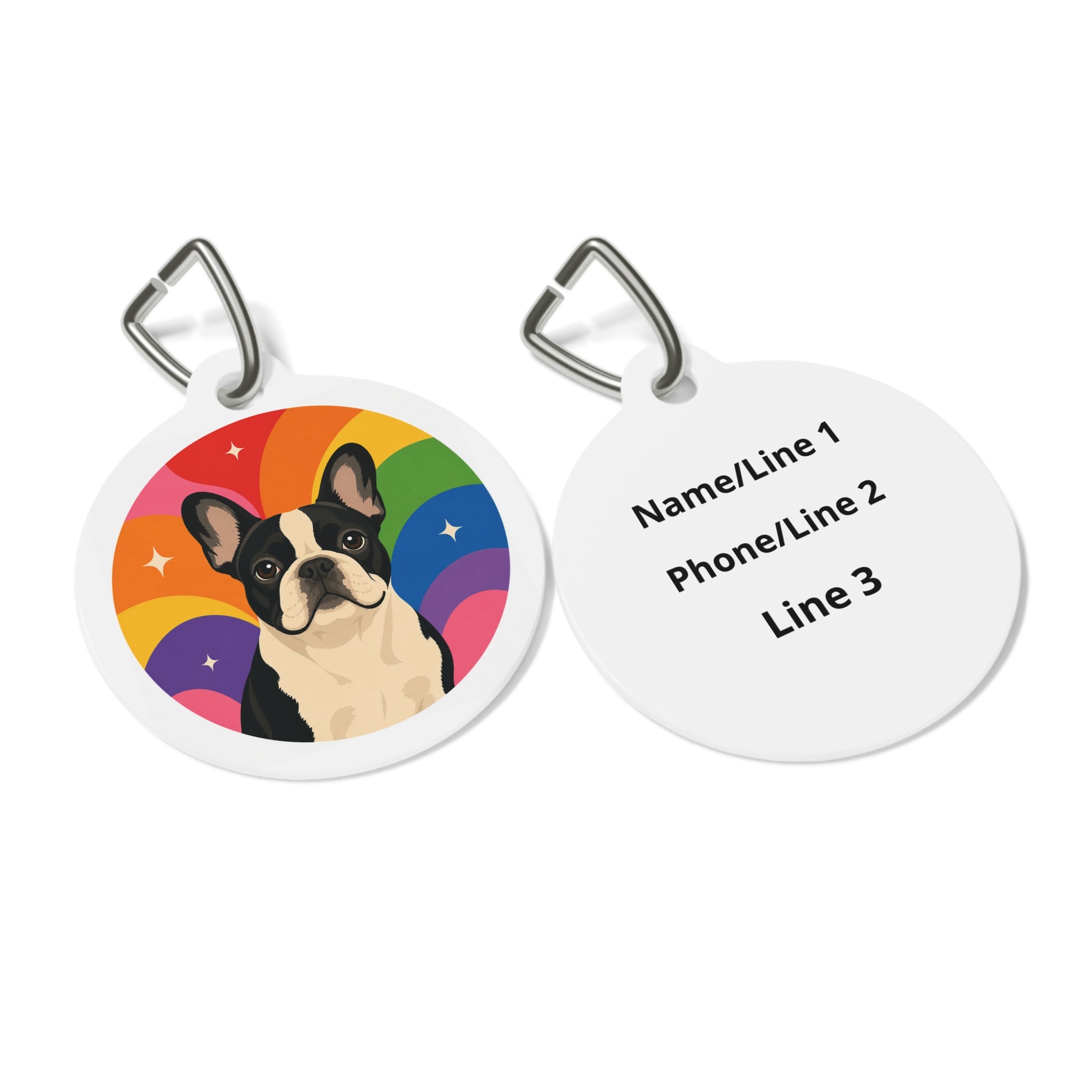 French Bulldog Rainbow Personalized Dog ID Tag