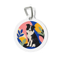 Border Collie Modern Botanical Colorblock Personalized Dog ID Tag