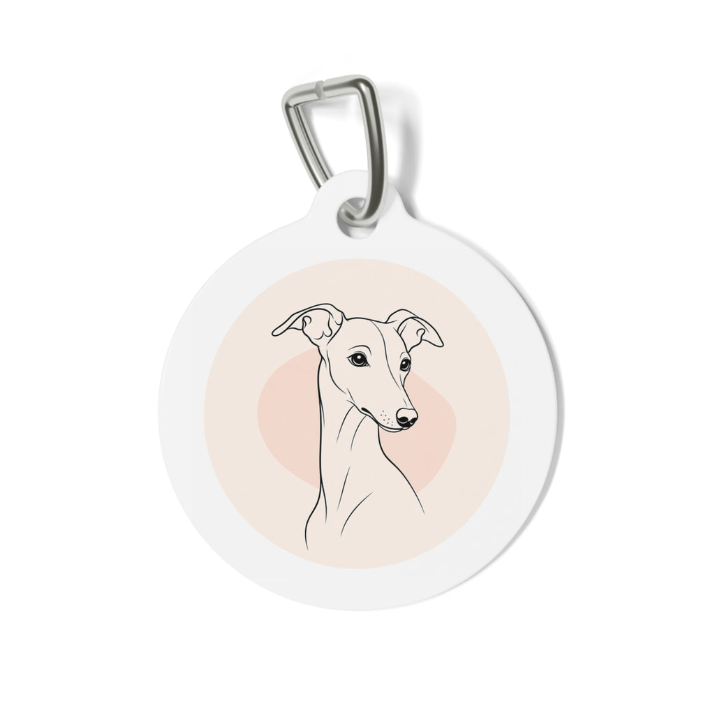 Whippet Clean Line Portrait Personalized Dog ID Tag