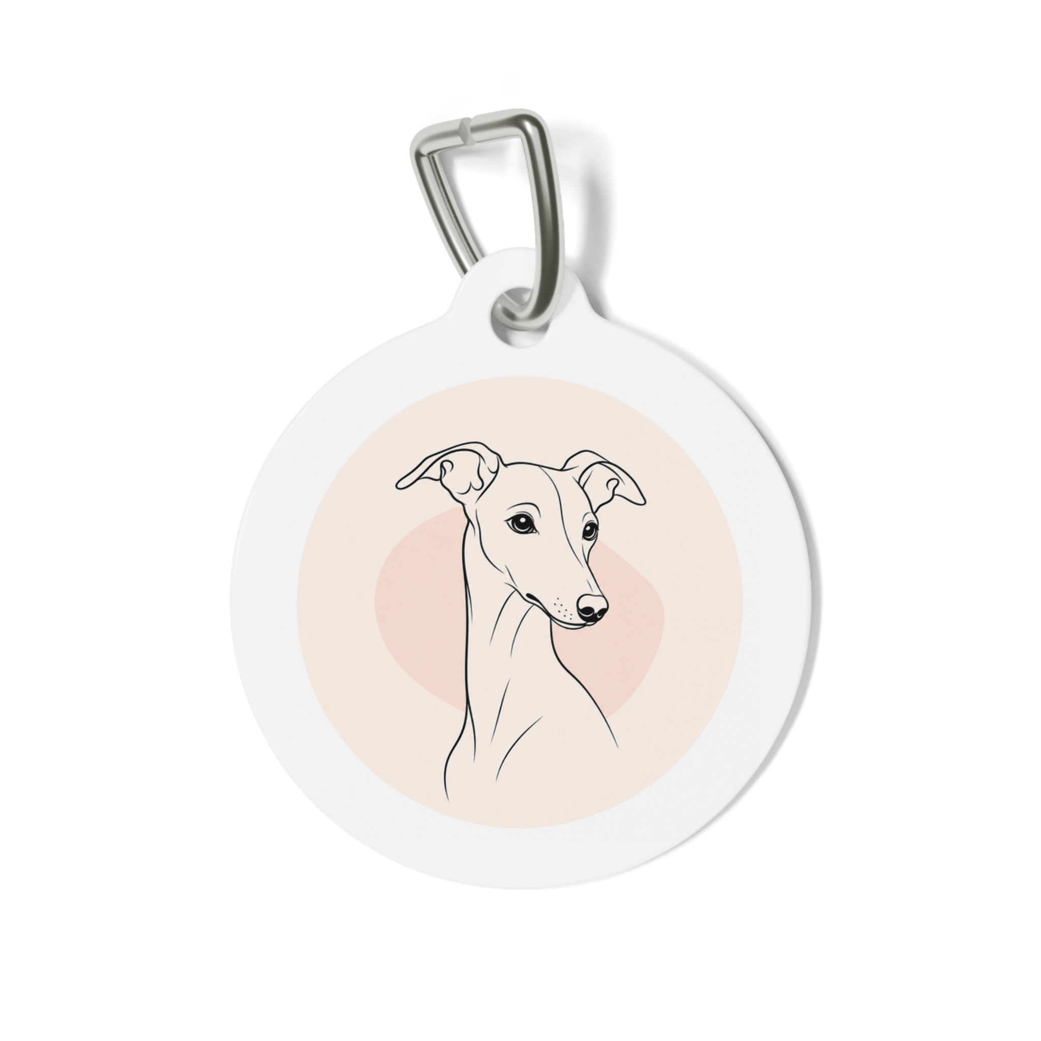 Whippet Clean Line Portrait Personalized Dog ID Tag