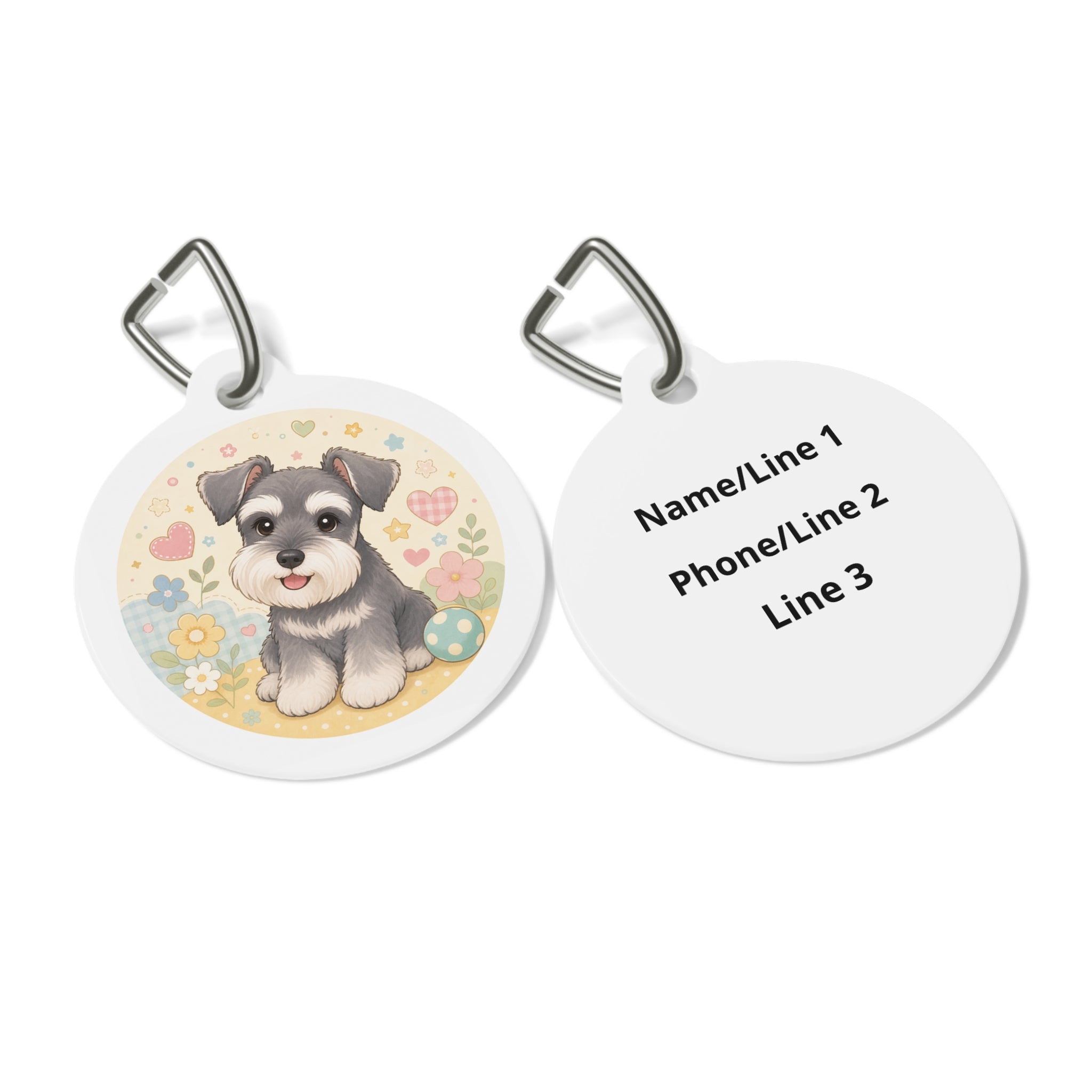 Miniature Schnauzer Spring Hearts & Flowers Personalized Dog ID Tag
