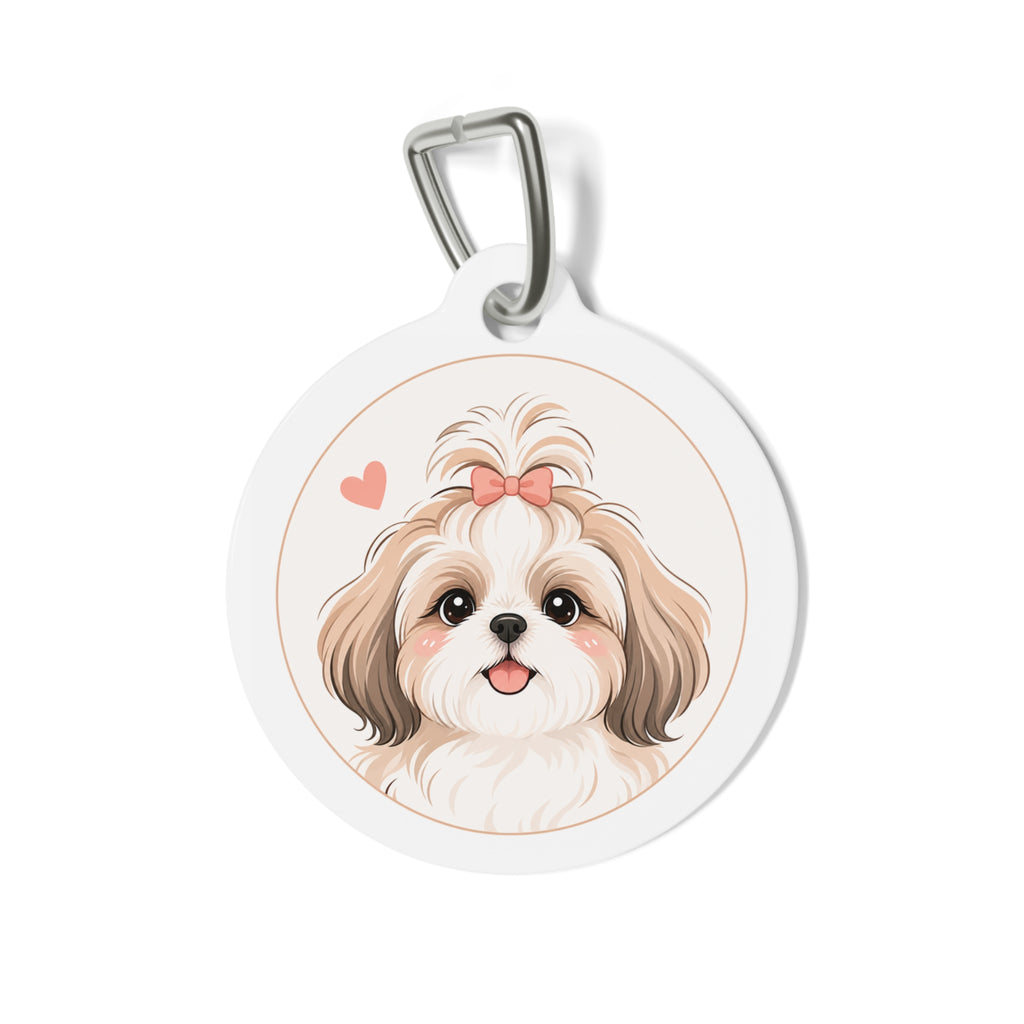 Shih Tzu Minimal Heart Portrait Personalized Dog ID Tag