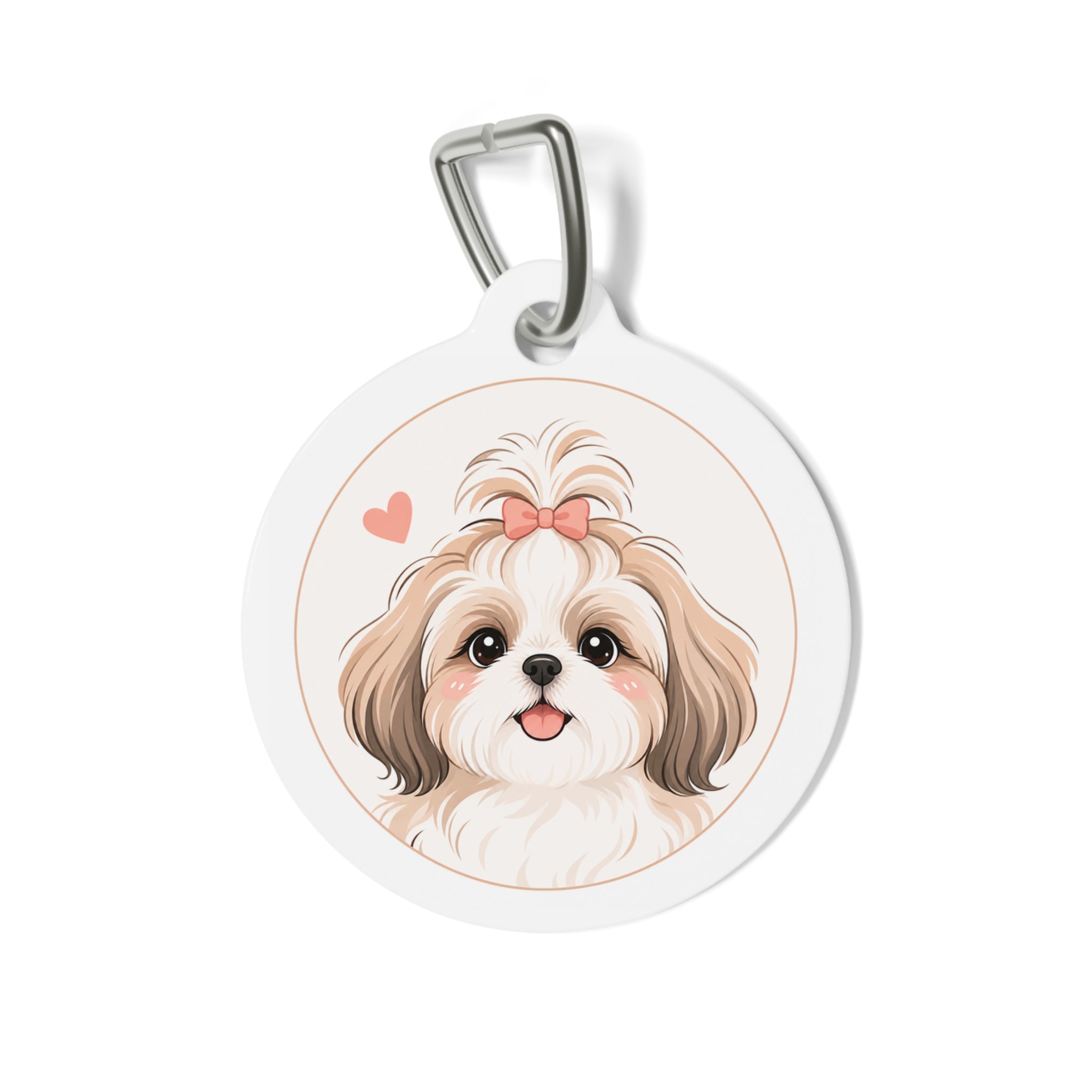 Shih Tzu Minimal Heart Portrait Personalized Dog ID Tag