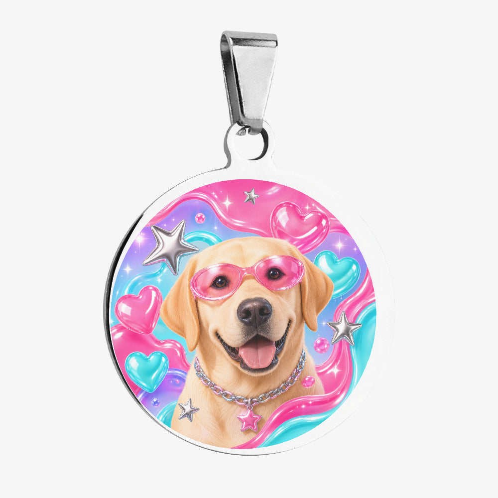 Labrador Retriever Rainbow Glam Superstar Personalized Dog ID Tag
