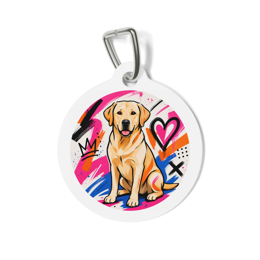 Labrador Retriever Graffiti Heart Personalized Dog ID Tag