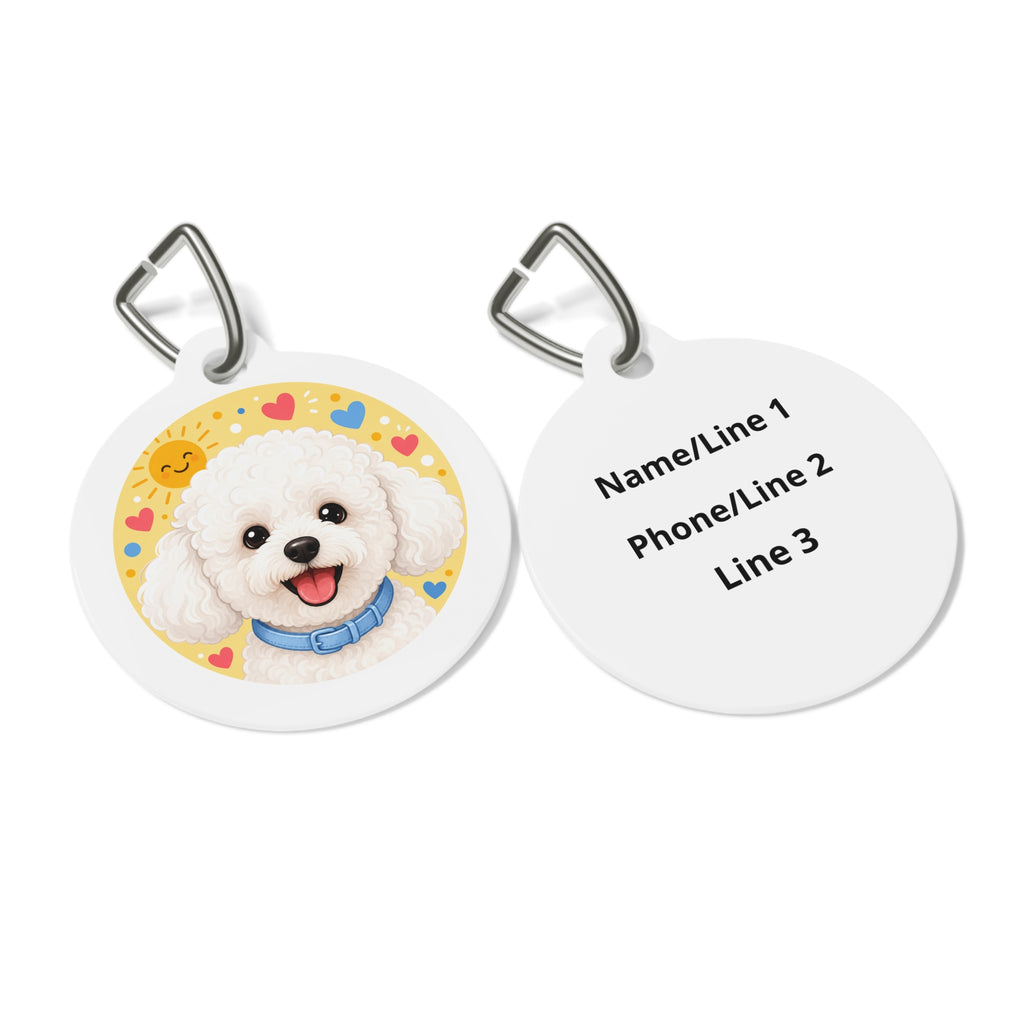 Bichon Frise Cute Portrait Personalized Dog ID Tag