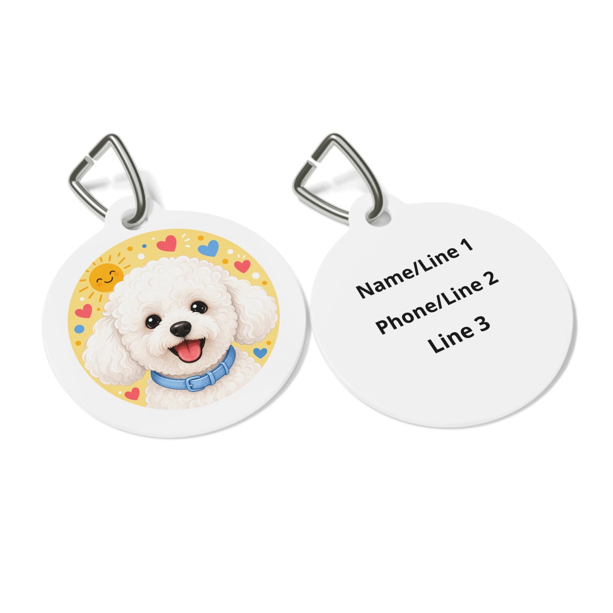 Bichon Frise Cute Portrait Personalized Dog ID Tag