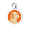 Etiqueta de identificación de perro personalizada con retrato dorado, apta para Goldendoodle
