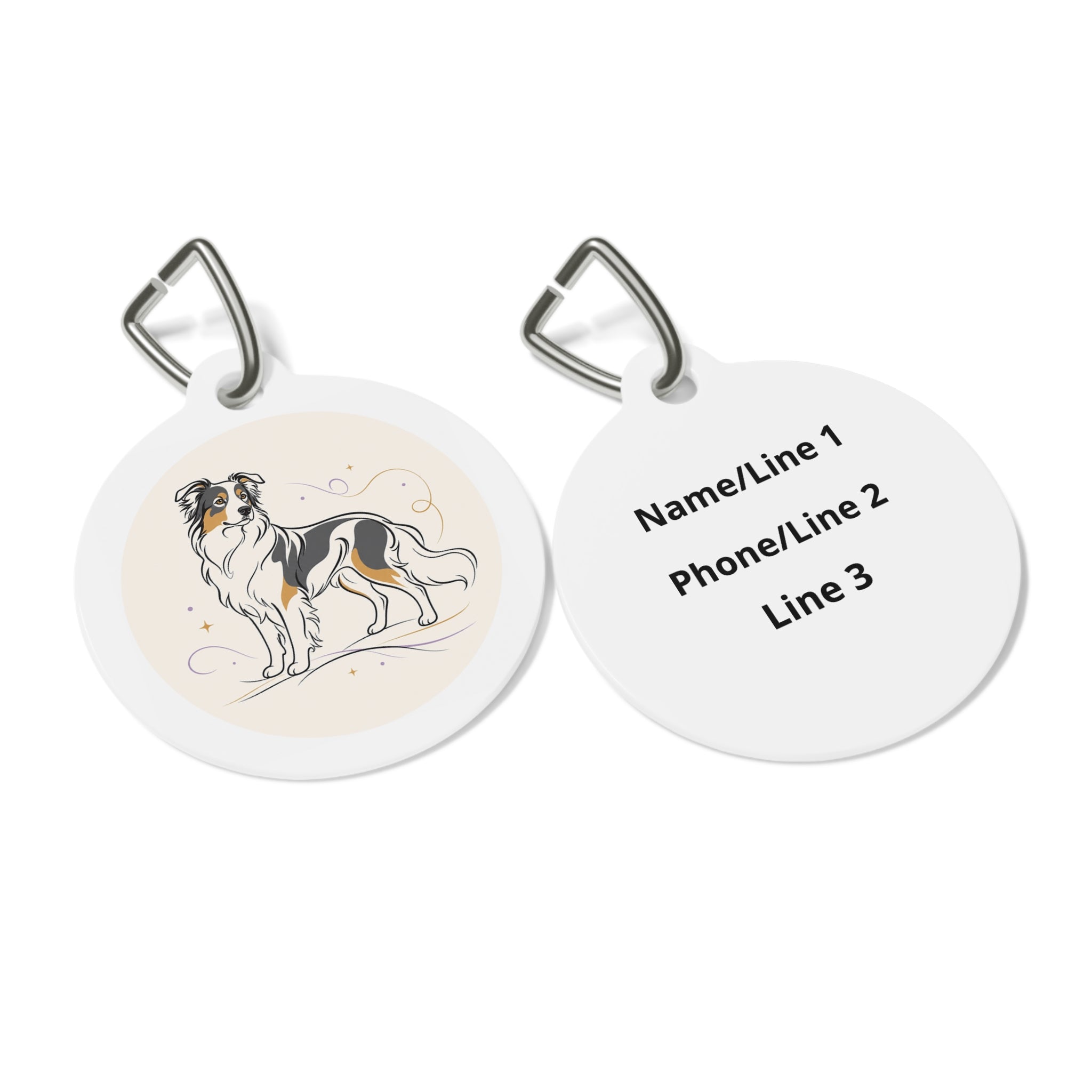 Australian Shepherd Minimal Line Art Personalized Dog ID Tag