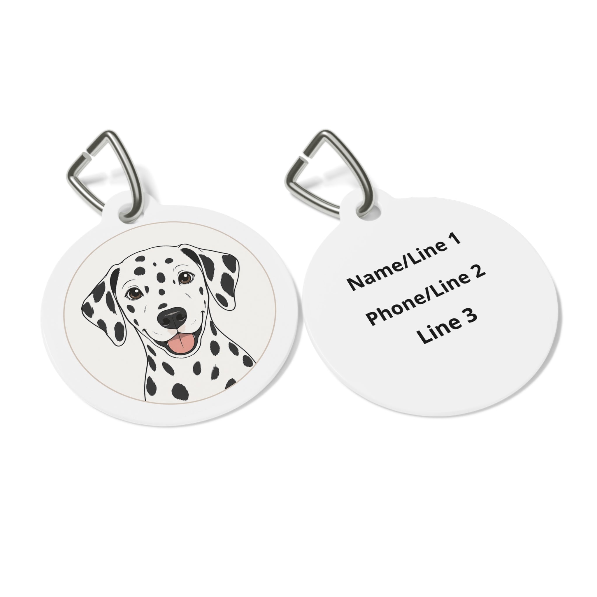 Dalmatian Minimal Line Portrait Personalized Dog ID Tag