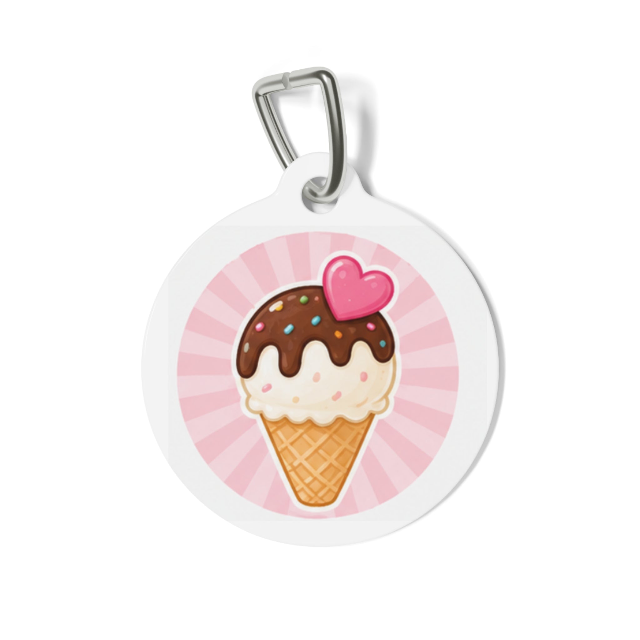 Sweetheart Ice Cream Whimsical Foodie Art Personalized Dog ID Tag