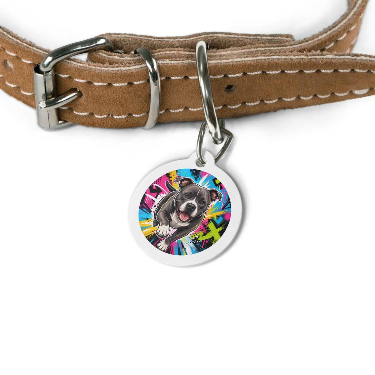 Staffordshire Bull Terrier Urban Graffiti personalized dog ID tag product detail
