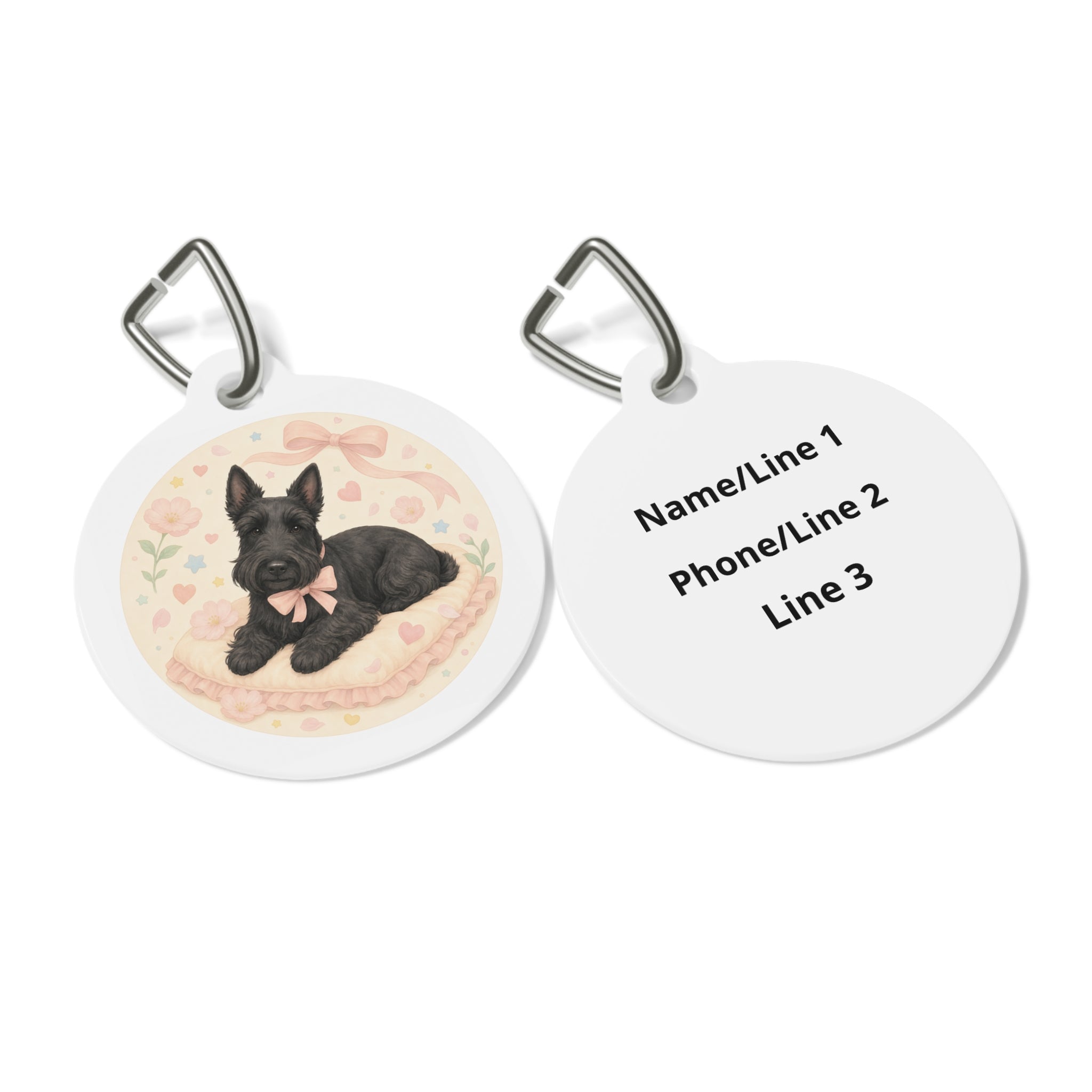 Scottish Terrier Vintage Floral Personalized Dog ID Tag