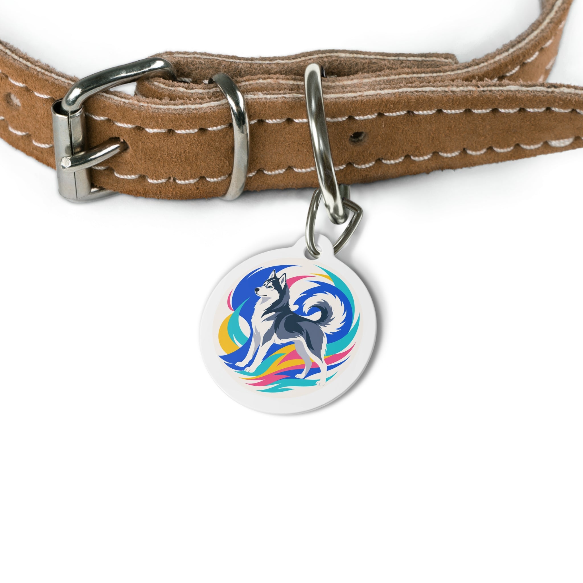 Siberian Husky Color Rush Personalized Dog ID Tag