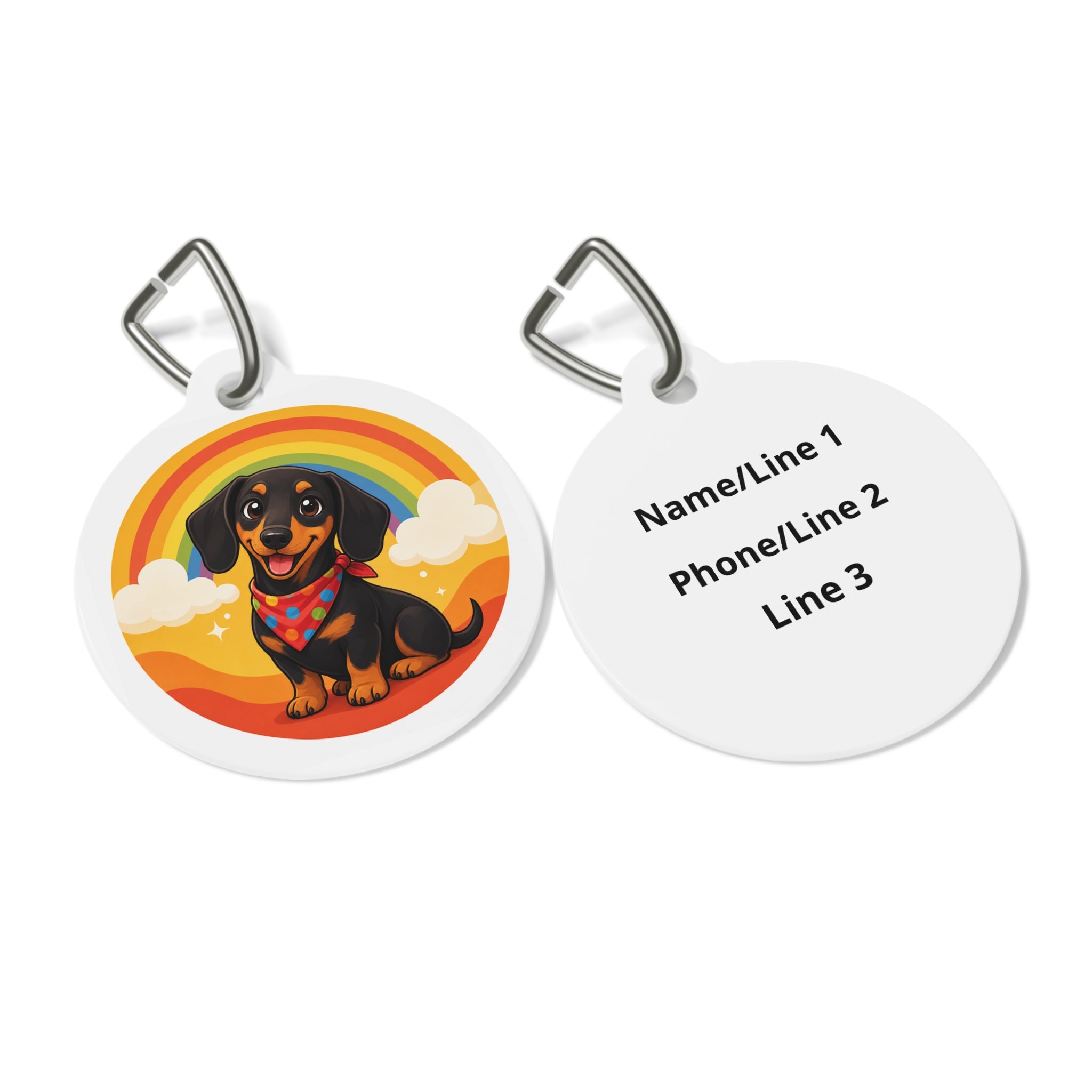 Dachshund Joyful Rainbow Personalized Dog ID Tag