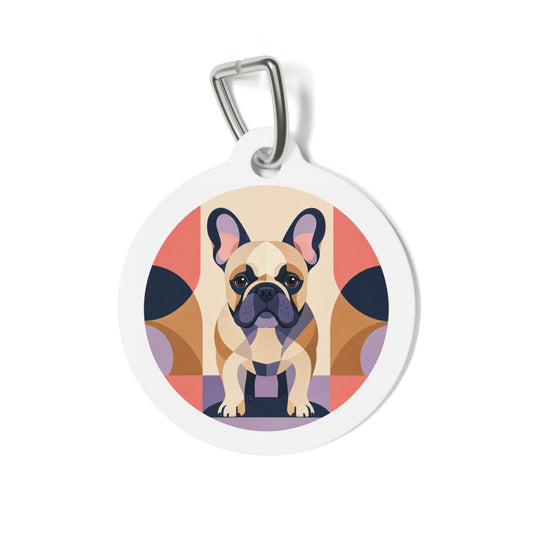 French Bulldog Charming Modern Geometric Personalized Dog ID Tag