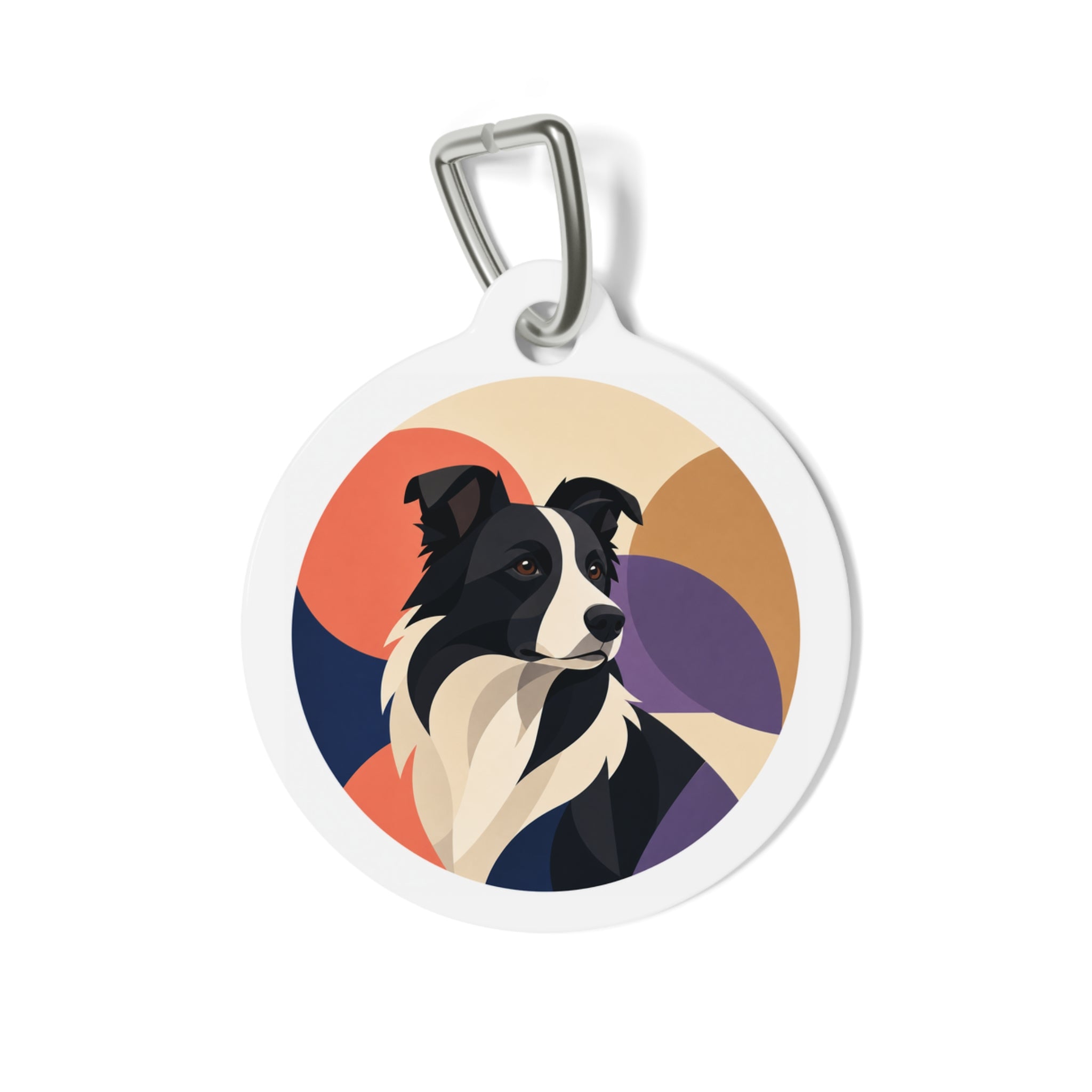 Border Collie Geometric Retro Muse Personalized Dog ID Tag