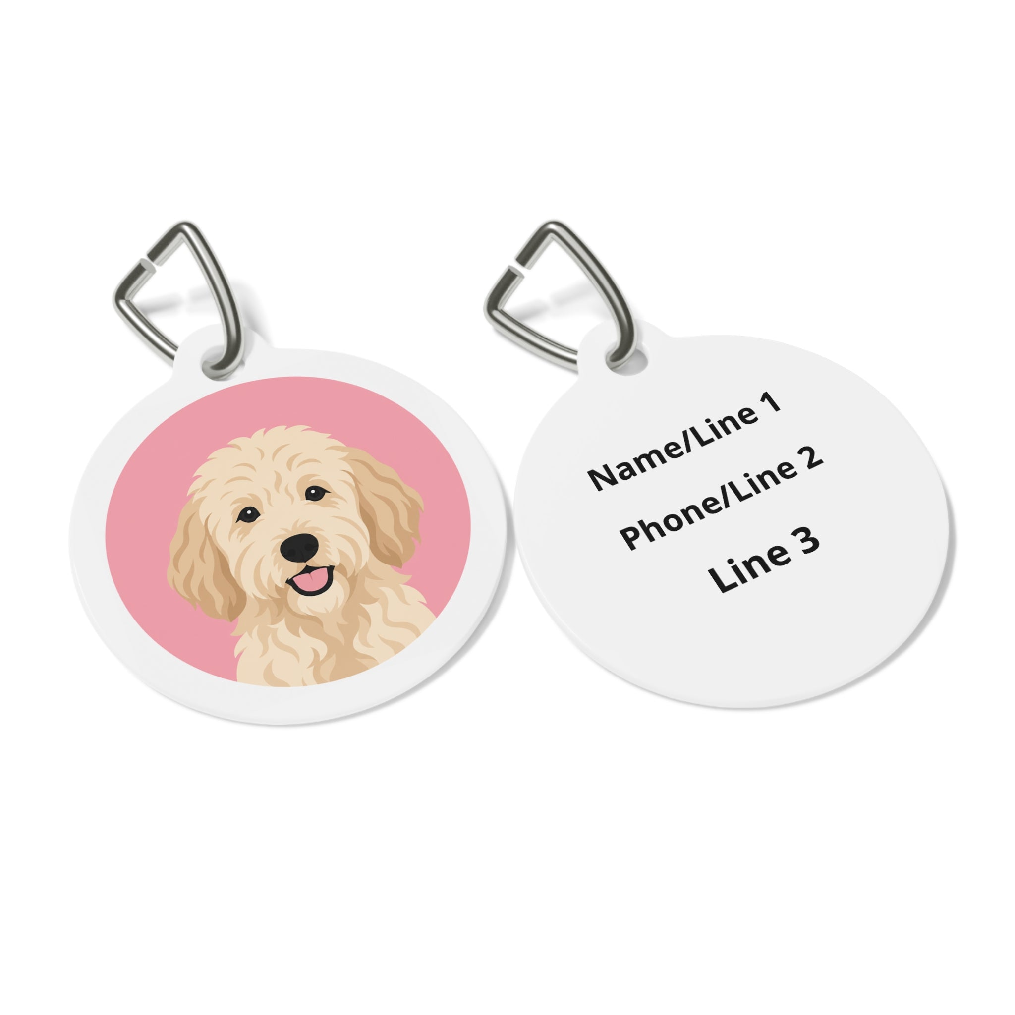 Goldendoodle Soft Pink Doodle Portrait Personalized Dog ID Tag
