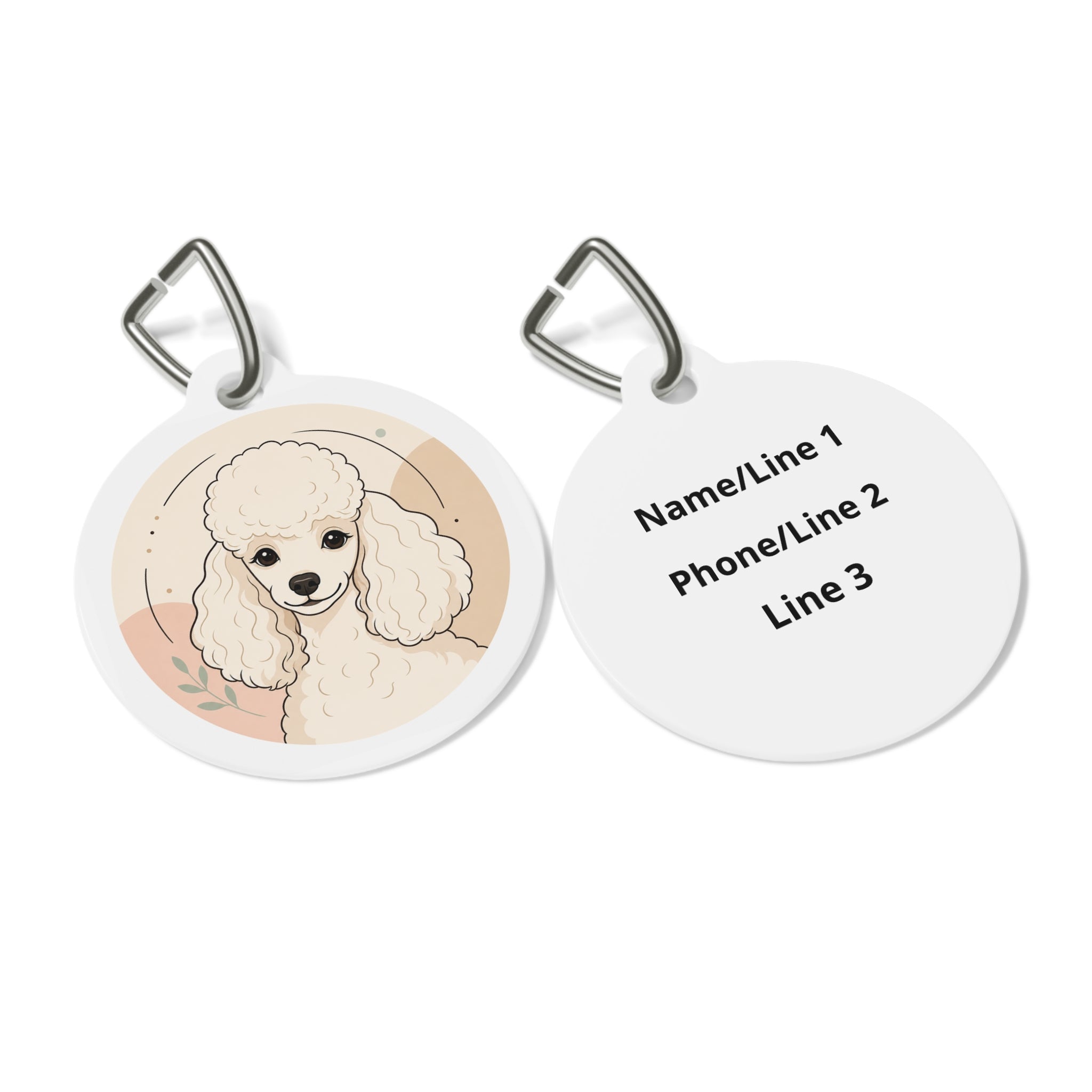 Poodle Neutral Sketch Personalized Dog ID Tag